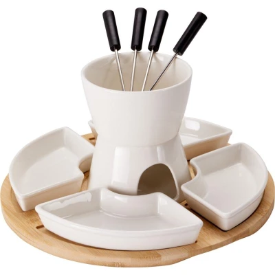 Excellent Houseware Fondue čokoládové porcelán-dřevo sada 11 ks Excellent Houseware Fondue čokoládové porcelán-dřevo sada 11 ks