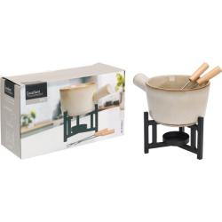 Excellent Houseware Fondue porcelánové s hořákem 450 ml + 2 vidličky