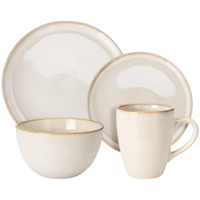 Excellent Houseware Jídelní sada talířů kamenina 16 ks béžová