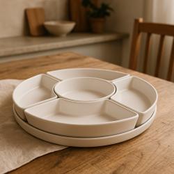 Excellent Houseware Misky servírovací s tácem sada 6 ks krémová