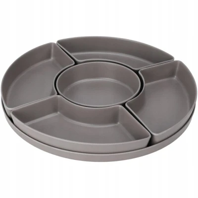 Excellent Houseware Misky servírovací s tácem sada 6 ks šedá Excellent Houseware Misky servírovací s tácem sada 6 ks šedá