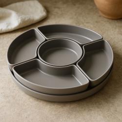 Excellent Houseware Misky servírovací s tácem sada 6 ks šedá