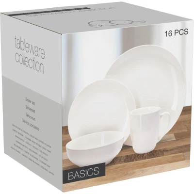 Excellent Houseware Porcelánová jídelní sada talířů 16 ks bílá