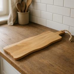 Excellent Houseware Prkénko krájecí a servírovací teak s rukojetí 59x20 cm