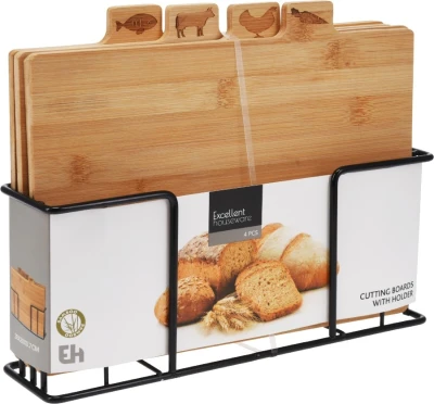 Excellent Houseware Prkénko krájecí ve stojanu sada 4 ks