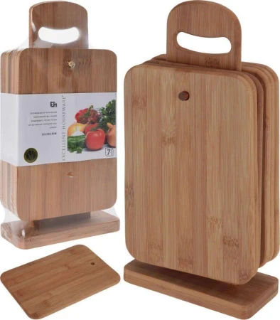 Excellent Houseware Prkénko ve stojanu sada 7 ks bambus