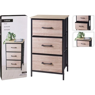 Excellent Houseware Regál kovový se 3 zásuvkami 45 x 30 x 75 cm