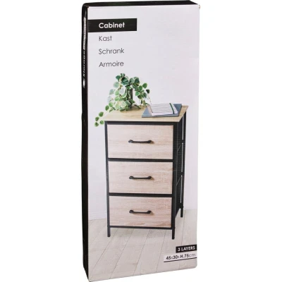 Excellent Houseware Regál kovový se 3 zásuvkami 45 x 30 x 75 cm