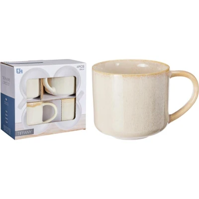 Excellent Houseware Sada hrnků 4 ks 330 ml béžová