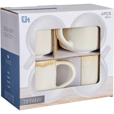Excellent Houseware Sada hrnků 4 ks 330 ml béžová