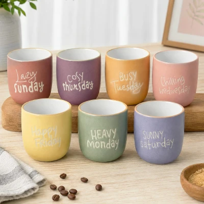 Excellent Houseware Sada hrnků na kávu 7 ks kamenina 220 ml
