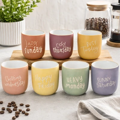 Excellent Houseware Sada hrnků na kávu 7 ks kamenina 220 ml