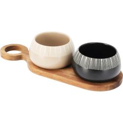 Excellent Houseware Sada misek na pochutiny servírovací s prkénkem 2 ks