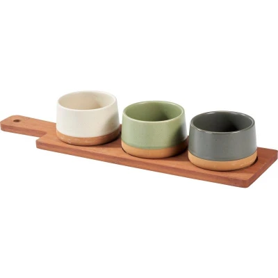 Excellent Houseware Sada misek na pochutiny servírovací s prkénkem 3 ks Excellent Houseware Sada misek na pochutiny servírovací s prkénkem 3 ks