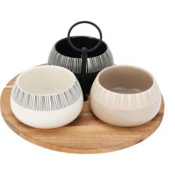 Excellent Houseware Sada misek na pochutiny servírovací s prkénkem 3 ks Excellent Houseware Sada misek na pochutiny servírovací s prkénkem 3 ks