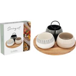 Excellent Houseware Sada misek na pochutiny servírovací s prkénkem 3 ks