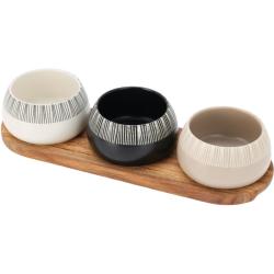 Excellent Houseware Sada misek na pochutiny servírovací s prkénkem 3 ks Excellent Houseware Sada misek na pochutiny servírovací s prkénkem 3 ks