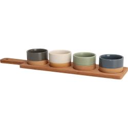 Excellent Houseware Sada misek na pochutiny servírovací s prkénkem 4 ks