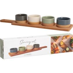 Excellent Houseware Sada misek na pochutiny servírovací s prkénkem 4 ks