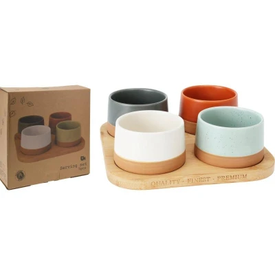 Excellent Houseware Sada misek na pochutiny servírovací s prkénkem 5 ks Excellent Houseware Sada misek na pochutiny servírovací s prkénkem 5 ks
