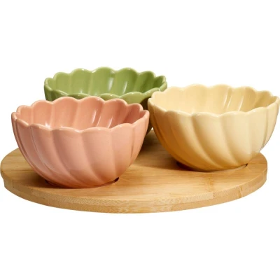 Excellent Houseware Sada servírovacích misek kamenina 4 ks různé barvy