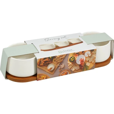 Excellent Houseware Sada servírovacích misek porcelán 4 ks bílá