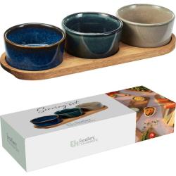 Excellent Houseware Servírovací misky na akátovém podnose sada 4 ks