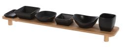 Excellent Houseware Servírovací misky s bambusovým podnosem sada 7 ks černá