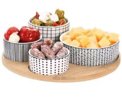 Excellent Houseware Servírovací misky s kulatým podnosem sada 5 ks