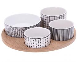 Excellent Houseware Servírovací misky s kulatým podnosem sada 5 ks