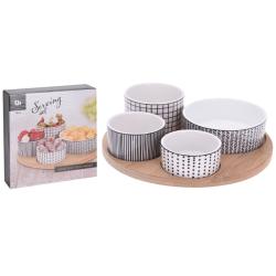 Excellent Houseware Servírovací misky s kulatým podnosem sada 5 ks