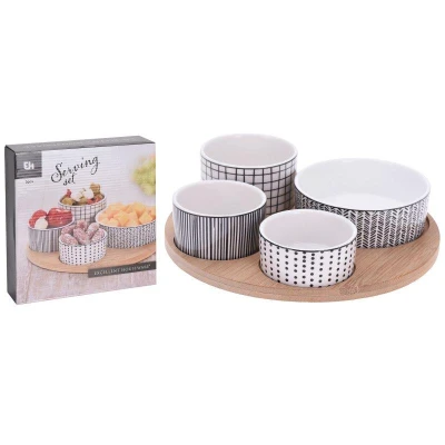 Excellent Houseware Servírovací misky s kulatým podnosem sada 5 ks