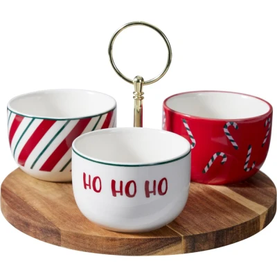 Excellent Houseware Servírovací sada vánoční kamenina 4 ks