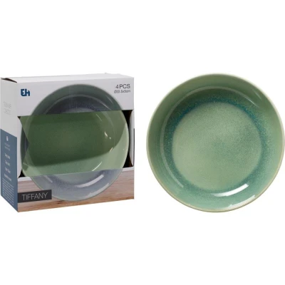 Excellent Houseware Talíř hluboký sada 4 ks pr. 23 cm zelená