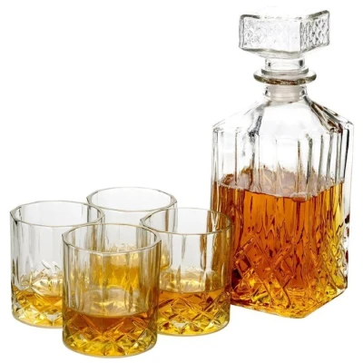 Excellent Houseware Whiskey set karafa + sklenice sada 5 ks křišťálové sklo, 0,9L