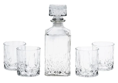 Excellent Houseware Whiskey set karafa + sklenice sada 5 ks křišťálové sklo, 0,9L
