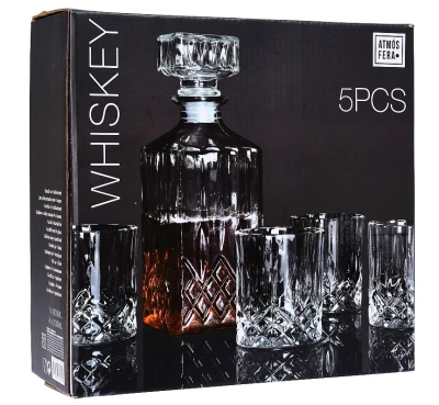 Excellent Houseware Whiskey set karafa + sklenice sada 5 ks křišťálové sklo, 0,9L