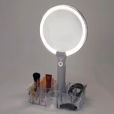Excellent Kozmetické zrkadlo s LED osvetlením a organizérom 18 x 34,5 cm