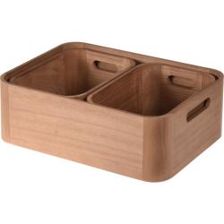 Excellent Sada dřevěných úložných boxů 3 ks