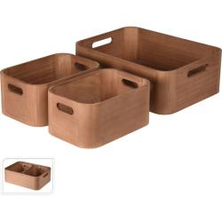 Excellent Sada dřevěných úložných boxů 3 ks