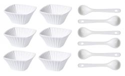 Excellent Sada porcelánových misek se lžičkou 12 ks čtverec