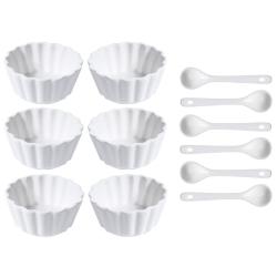 Excellent Sada porcelánových misek se lžičkou 12 ks vlnovka široká Excellent Sada porcelánových misek se lžičkou 12 ks vlnovka široká