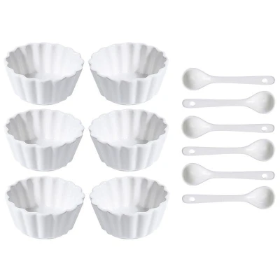 Excellent Sada porcelánových misek se lžičkou 12 ks vlnovka široká