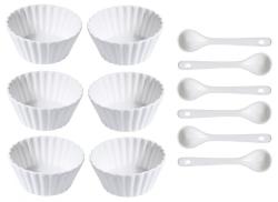 Excellent Sada porcelánových misek se lžičkou 12 ks vlnovka úzká Excellent Sada porcelánových misek se lžičkou 12 ks vlnovka úzká