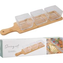 Excellent Houseware Servírovací misky na bambusovém podnose sada 4 ks