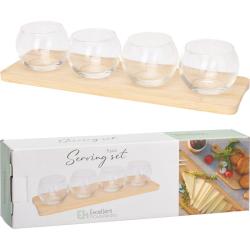Excellent Houseware Servírovací misky na bambusovém podnose sada 5 ks
