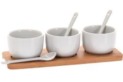 Excellent Servírovací misky se lžičkami porcelán / bambus Excellent Servírovací misky se lžičkami porcelán / bambus