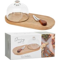 Excellent Houseware Servírovací sada na akátovém podnose sada 3 ks