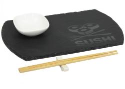 Excellent Sushi set porcelán/břidlice/bambus sada 4ks