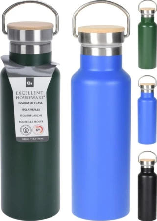 Excellent Termoska dvoustěnná s rukojetí 0,5 l modrá